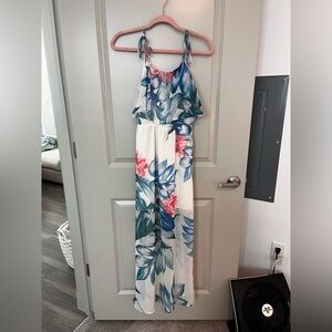 Free the Roses Blue and Pink Floral Maxi Dress